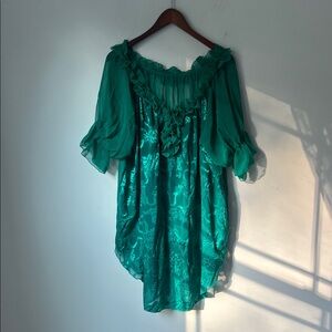Intimate Attitudes 80s 90s Coquette Green Ruffles Nightgown Size 1-2XL®️